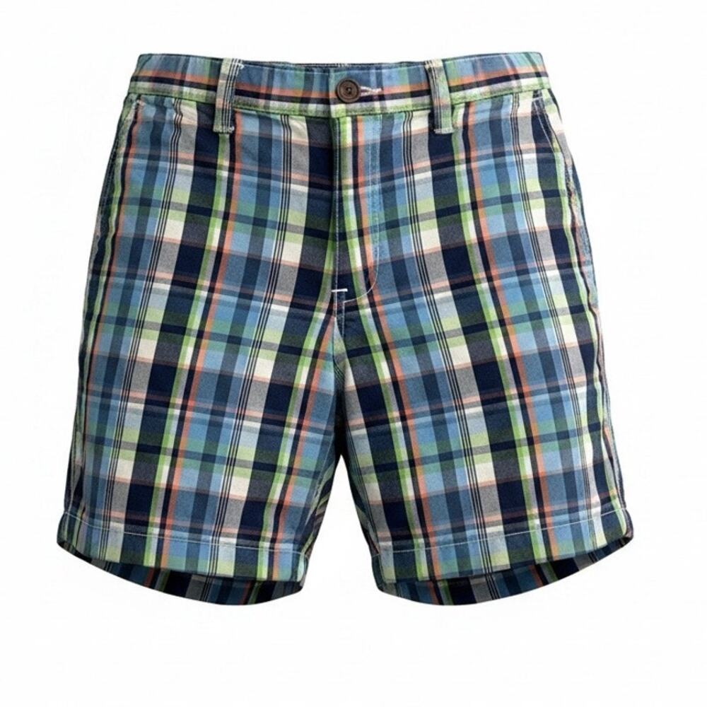 Abercrombie Flat Front Men's Plaid Shorts - Blue/Green - Size Large - Picture 3 of 10